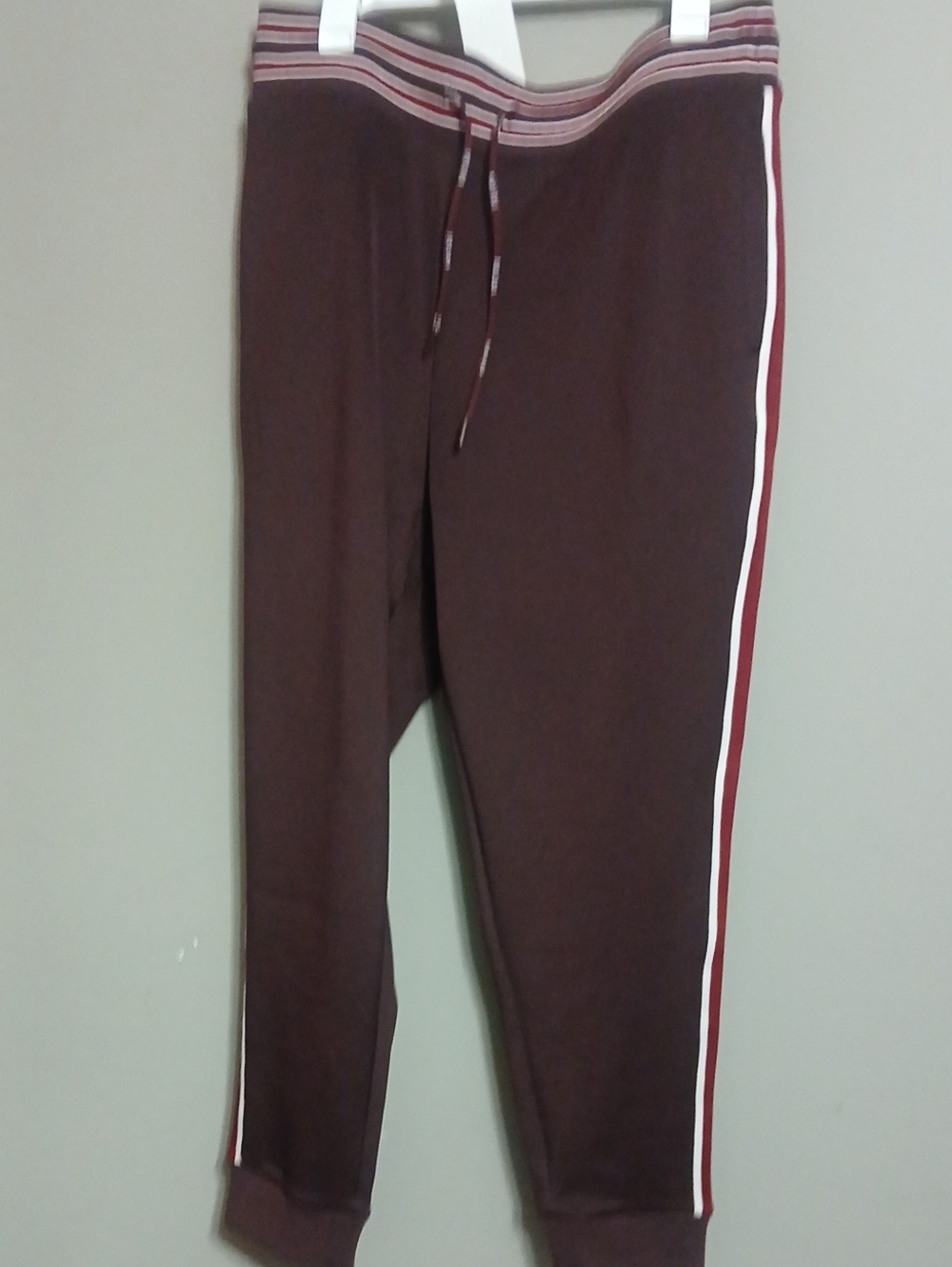 Tretorn Maroon Joggers with White & Red Side Stripe
